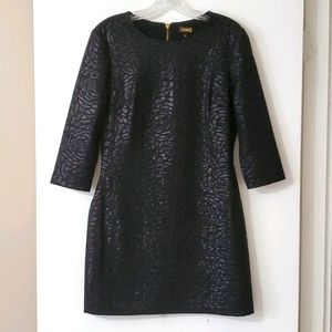 BLACK EMBOSSED MINI DRESS